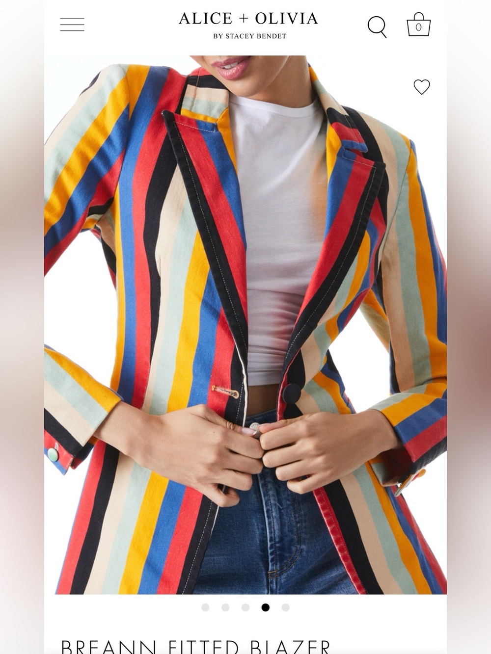 Alice + Olivia Breann Fitted Multicolor Stripe Blazer LIKE NEW!!